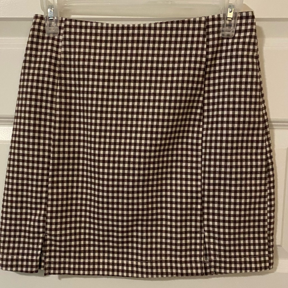 Eyeshadow Brown and White Checkered Skirt Size 3 - Picture 8 of 9
